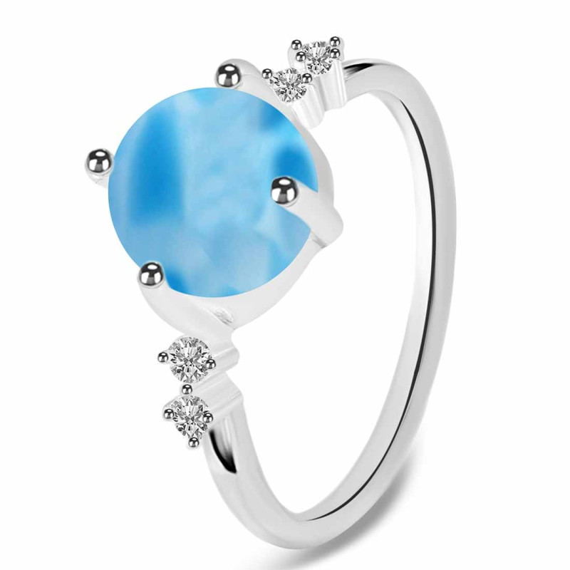 Larimar & White Topaz Ring