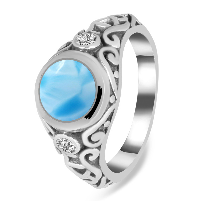Larimar & White Topaz Ring