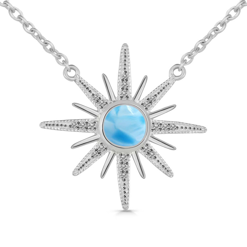 Larimar & White Topaz Necklace LAR-RN-18.