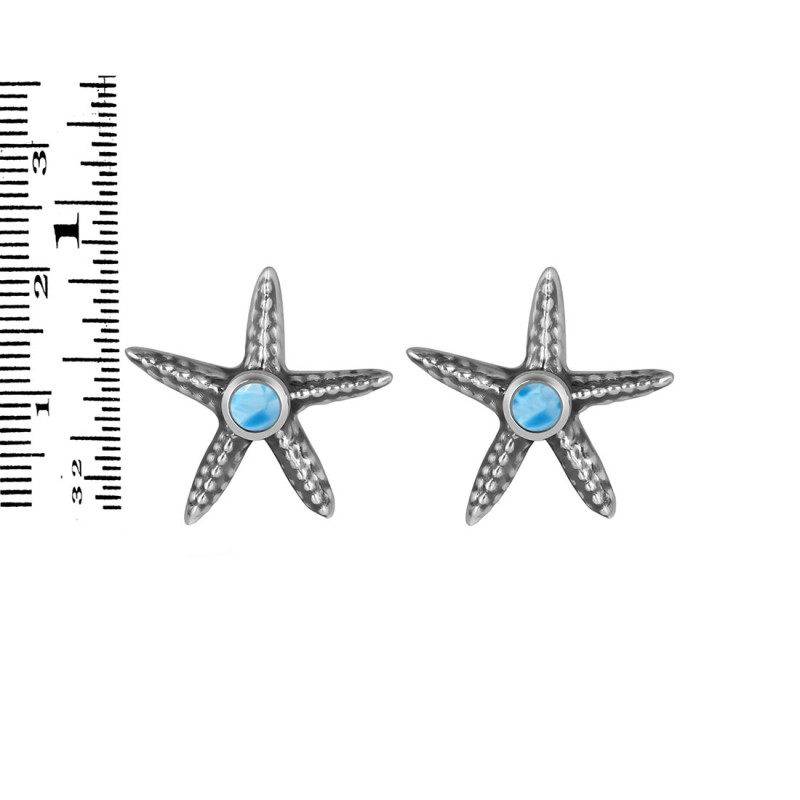 Larimar Star Fish Stud Earring LAR-RUE-2.
