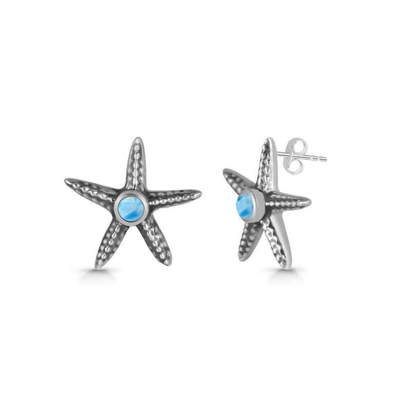 Larimar Star Fish Stud Earring