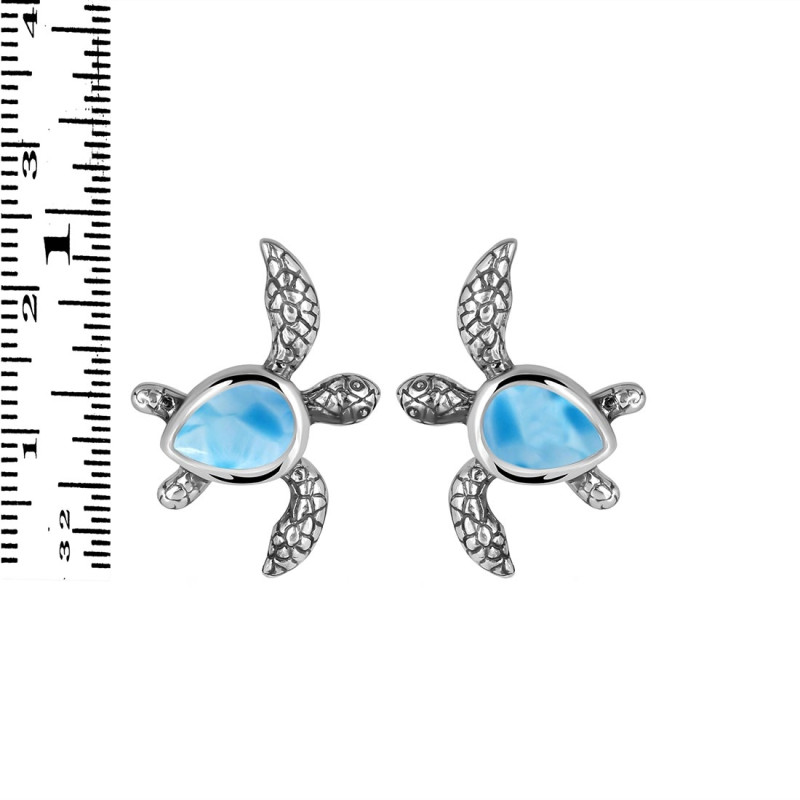 Larimar Turtle Stud Earring LAR-RUE-3.