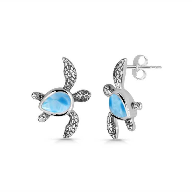 Larimar Turtle Stud Earring