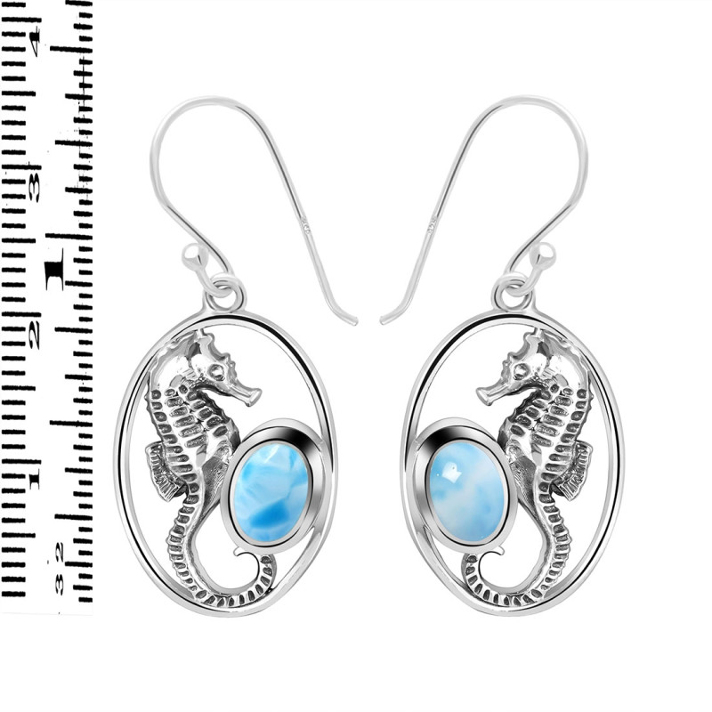 Larimar Sea Horse Earring LAR-RUE-5.