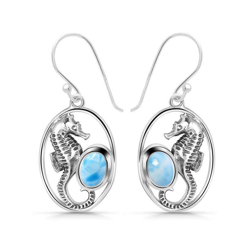 Larimar Sea Horse Earring LAR-RUE-5.