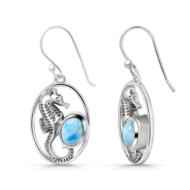 Larimar Sea Horse Earring