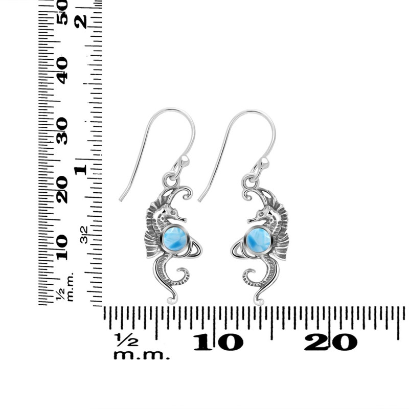 Larimar Sea Horse Earring LAR-RUE-11.
