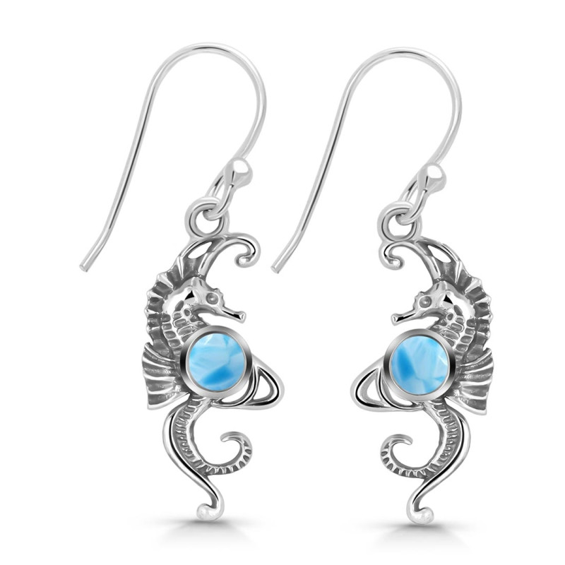 Larimar Sea Horse Earring LAR-RUE-11.