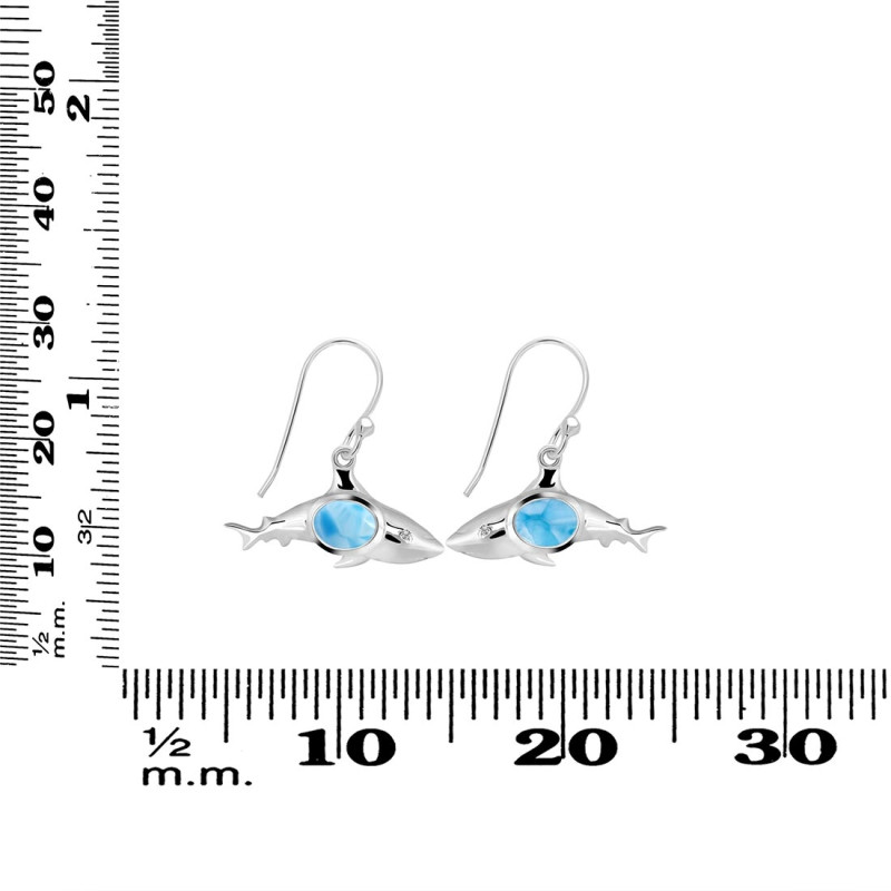 Larimar & White Topaz Shark Earring LAR-RUE-13.