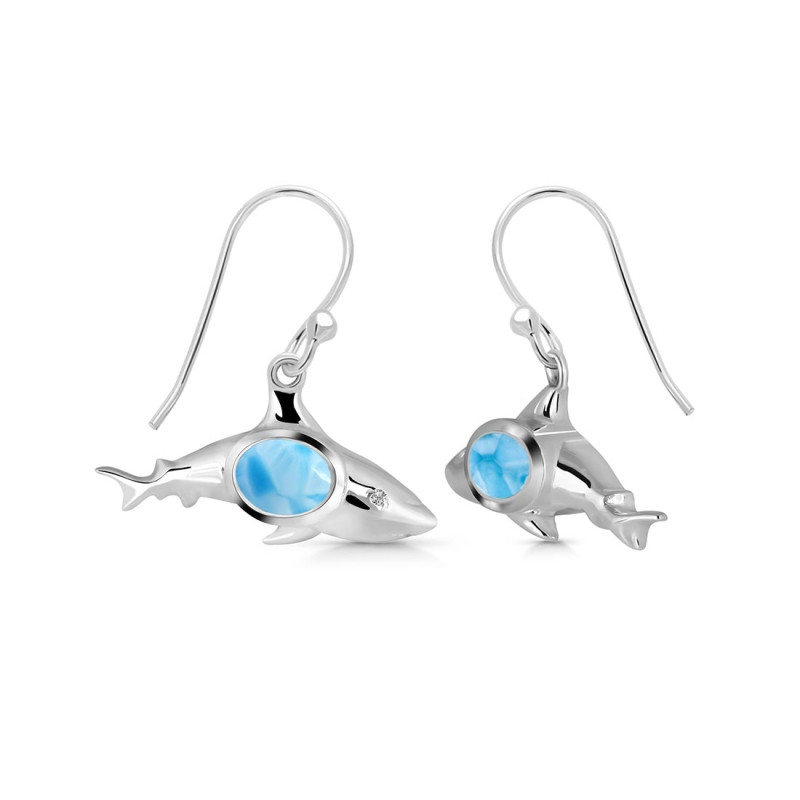 Larimar & White Topaz Shark Earring