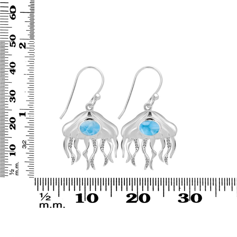 Larimar & White Topaz Jelly Fish Earring LAR-RUE-14.