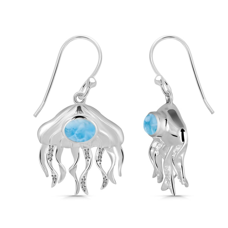 Larimar & White Topaz Jelly Fish Earring