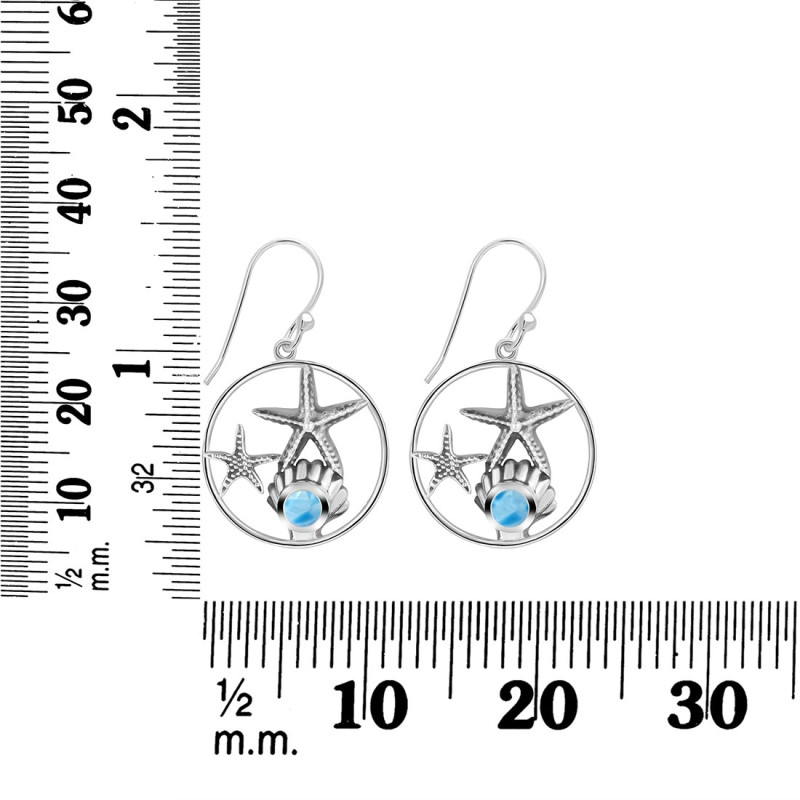 Larimar Star Fish & Shell Earring LAR-RUE-16.