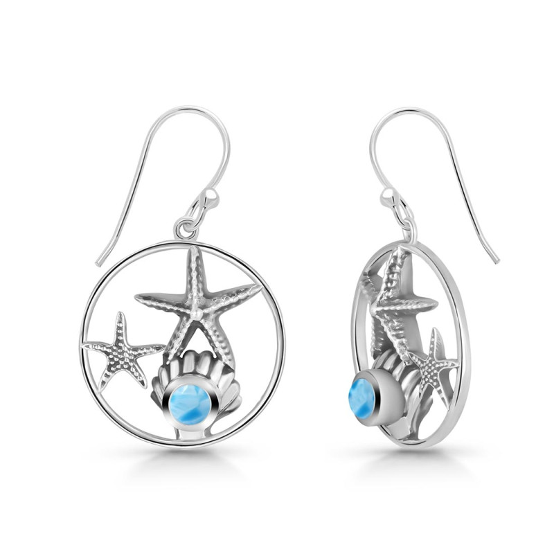 Larimar Star Fish & Shell Earring