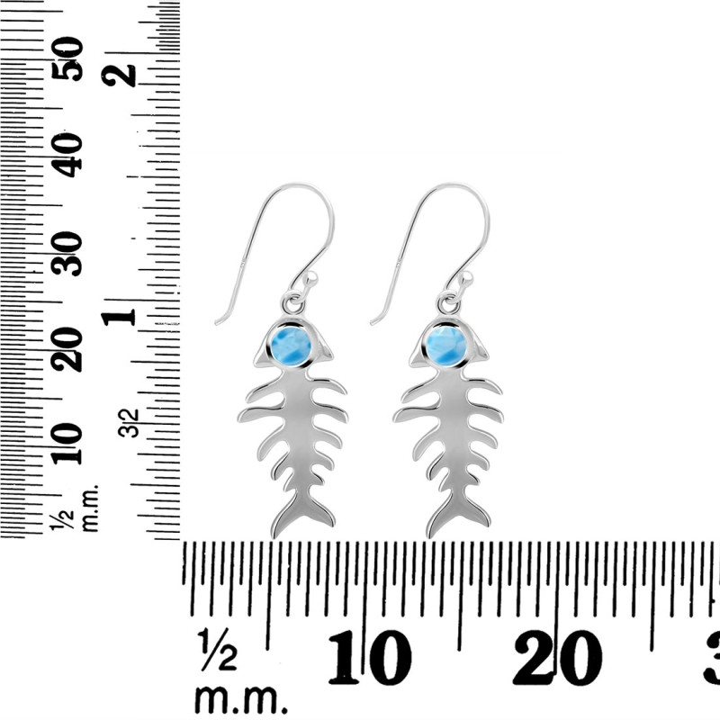 Larimar Fish Bone Earring LAR-RUE-17.