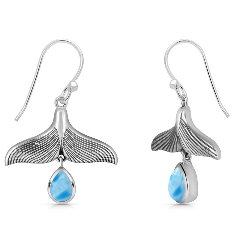 Larimar Whale Tail Earring