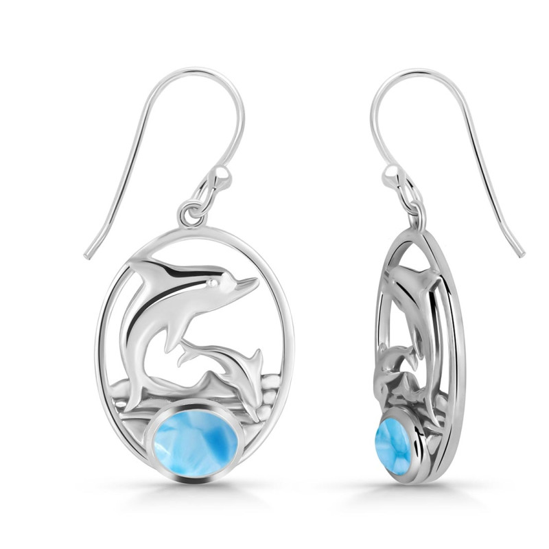 Larimar Dolphin Earring