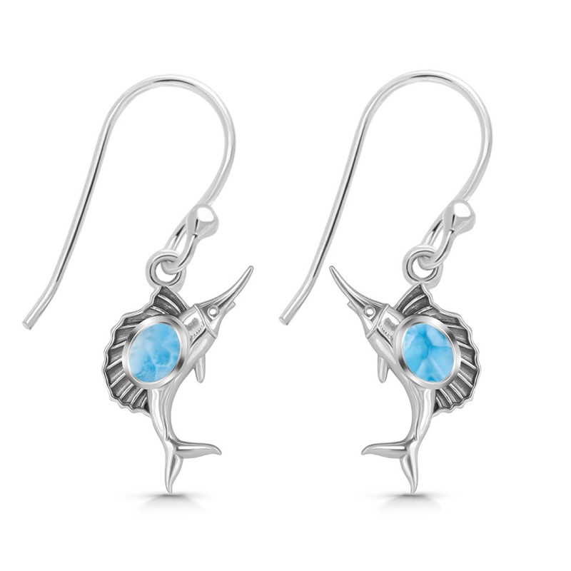 Larimar Sail Fish Earring LAR-RUE-25.