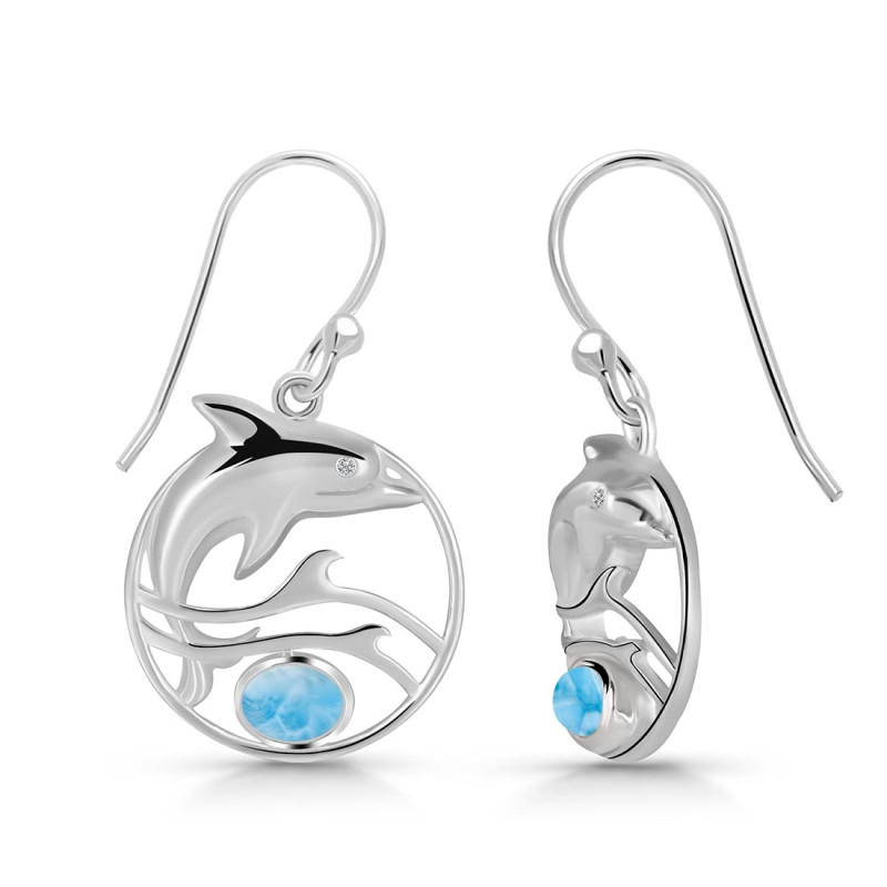 Larimar Dolphin Earring