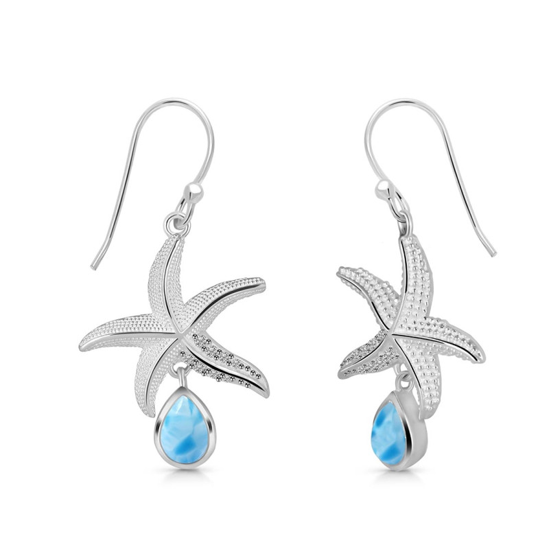 Larimar & White Topaz Star Fish Earring