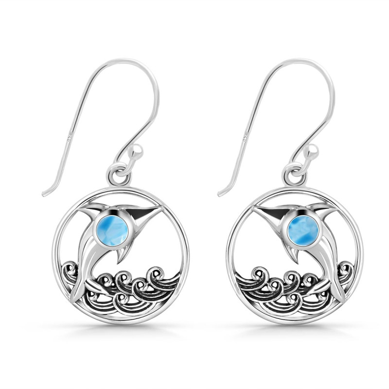 Larimar Dolphin Earring LAR-RUE-33.