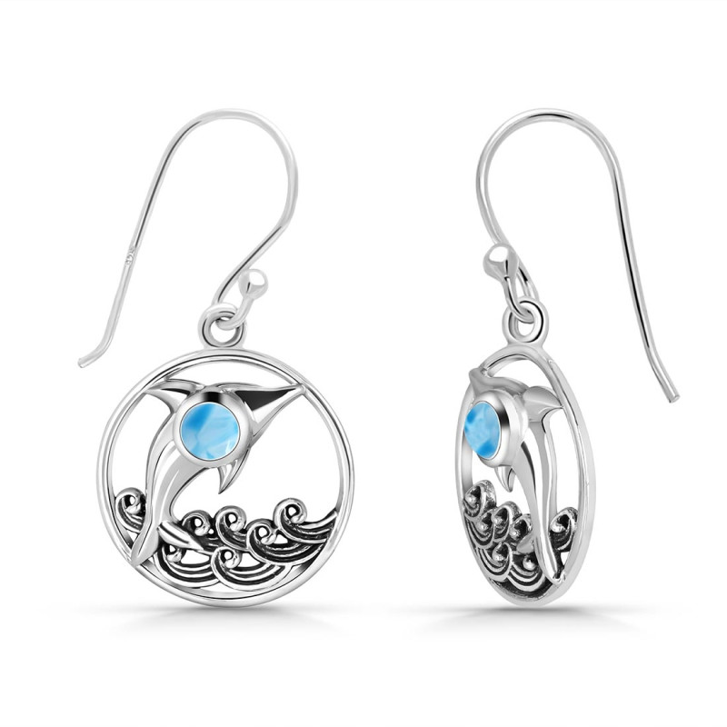 Larimar Dolphin Earring