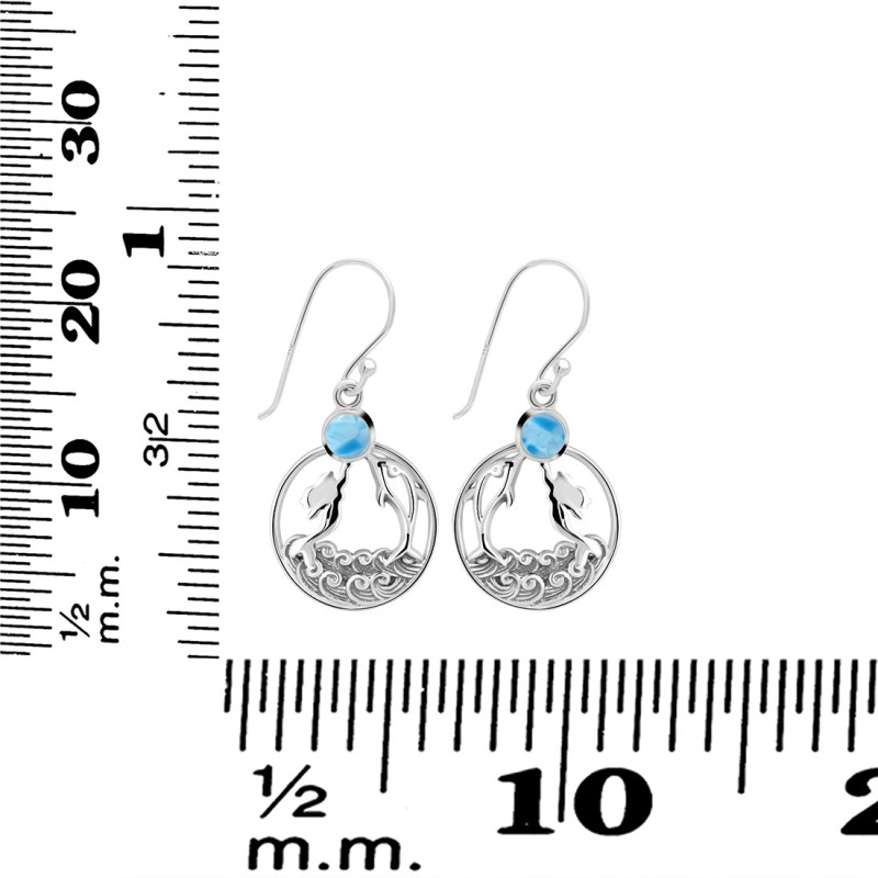 Larimar Mermaid & Dolphin Earring LAR-RUE-34.
