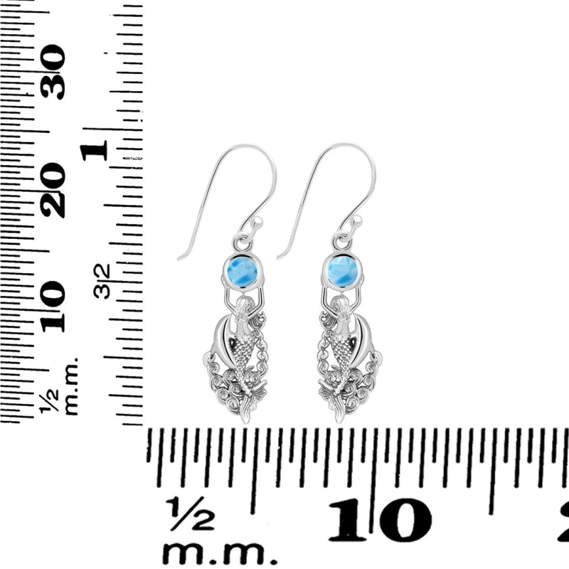 Larimar Mermaid & Dolphin Earring LAR-RUE-35.