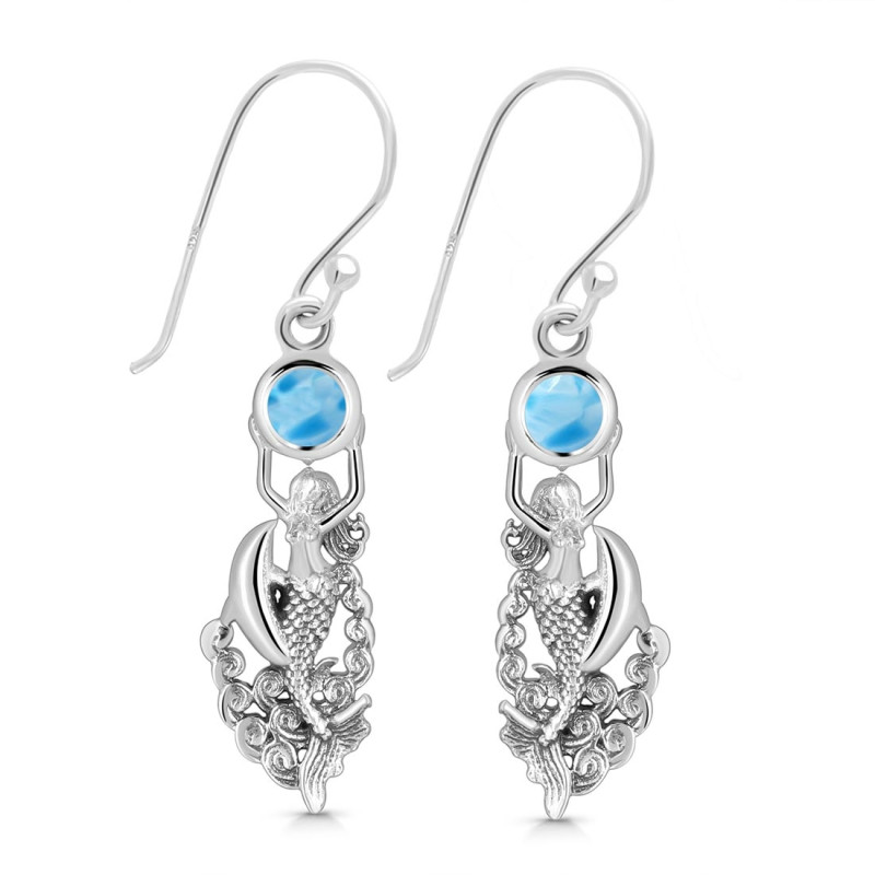 Larimar Mermaid & Dolphin Earring LAR-RUE-35.