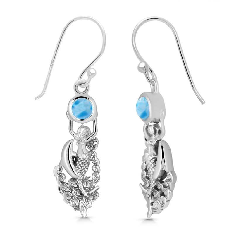 Larimar Mermaid & Dolphin Earring