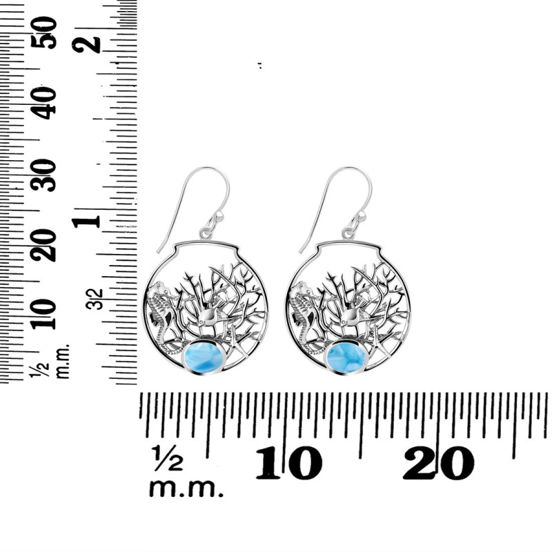 Larimar Sea Horse & Fish Earring LAR-RUE-41.