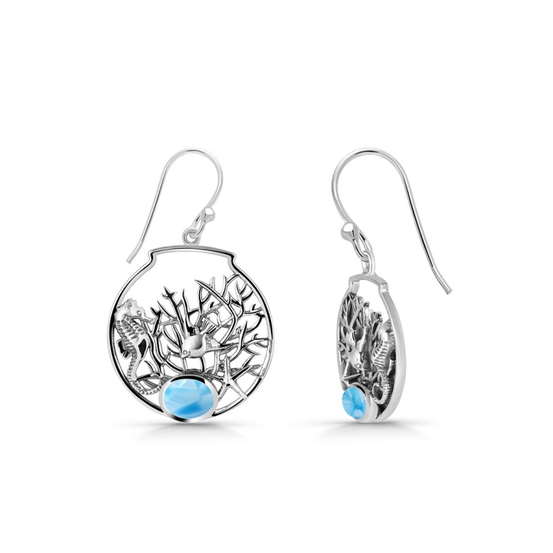 Larimar Sea Horse & Fish Earring