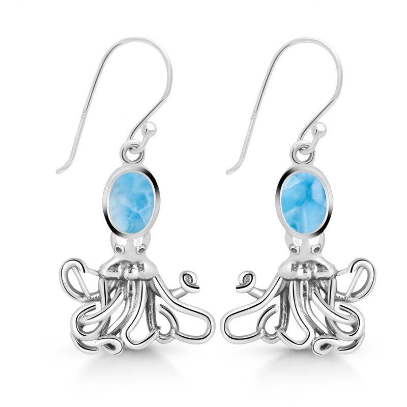 Larimar Octopus Earring LAR-RUE-46.