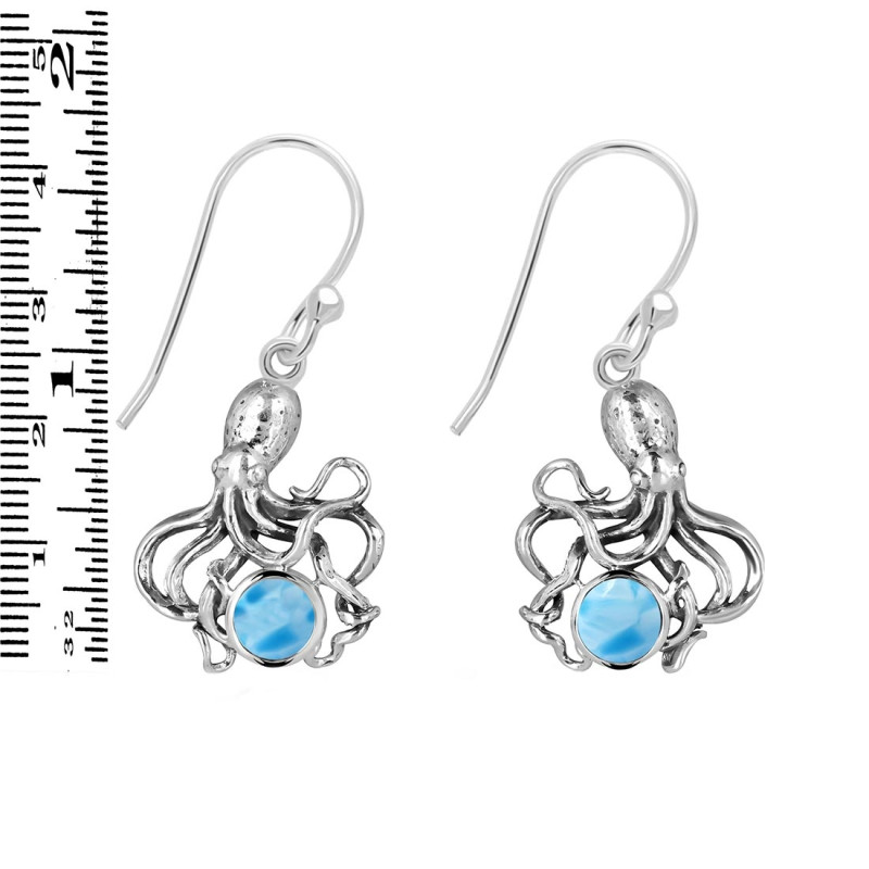 Larimar Octopus Earring LAR-RUE-65.
