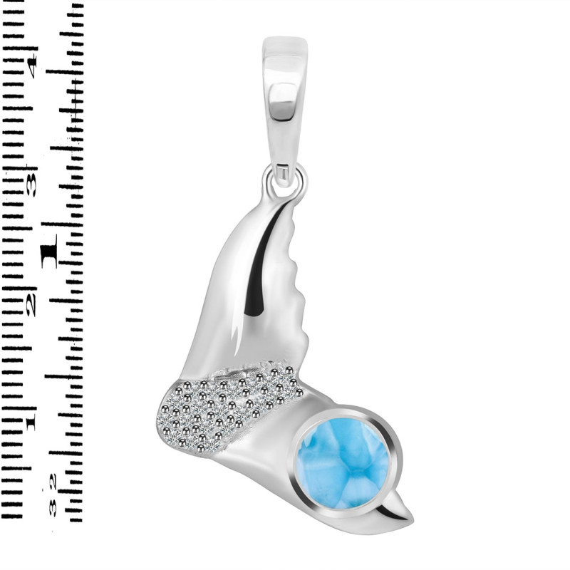 Larimar & White Topaz Whale Tail Pendant LAR-RUP-10.