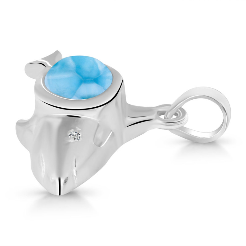 Larimar & White Topaz Shark Pendant