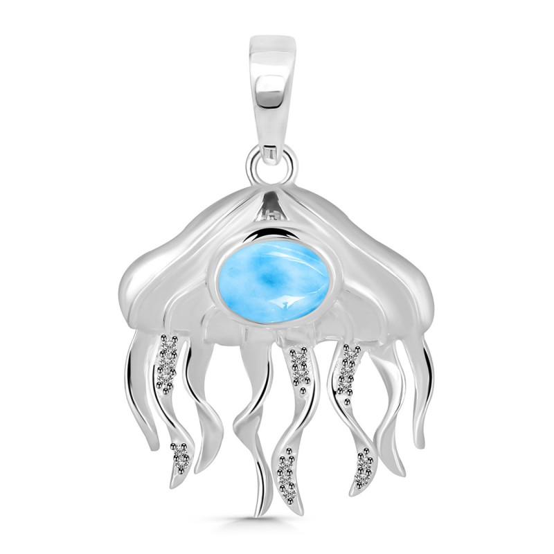 Larimar & White Topaz Jelly Fish Pendant LAR-RUP-14.