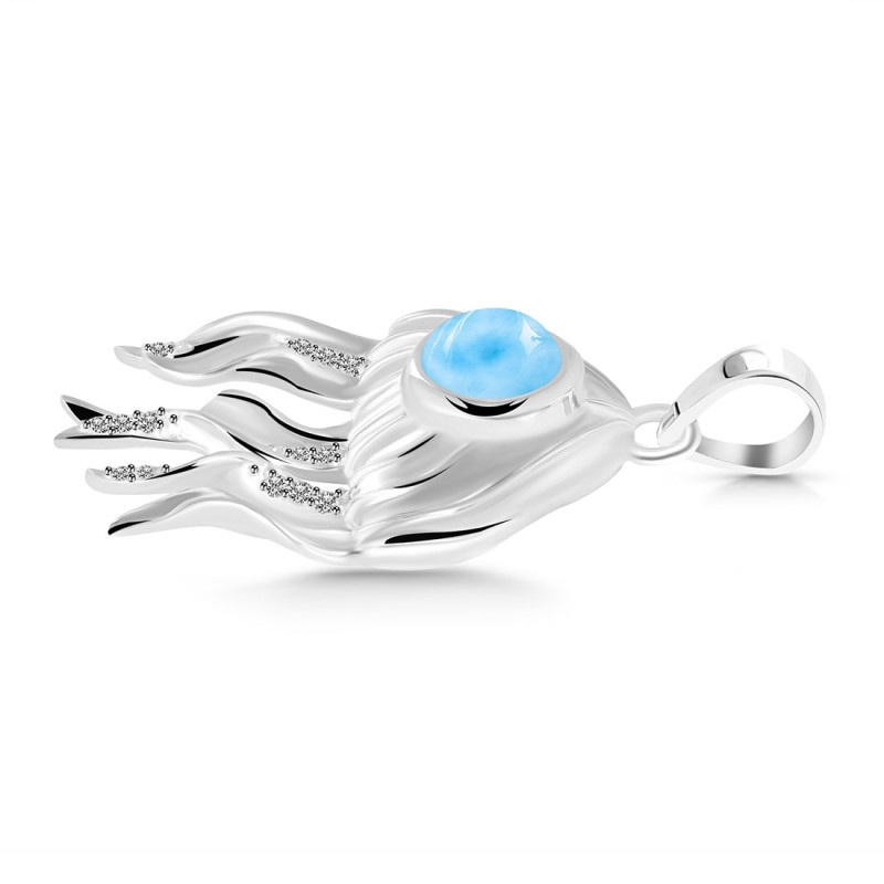 Larimar & White Topaz Jelly Fish Pendant