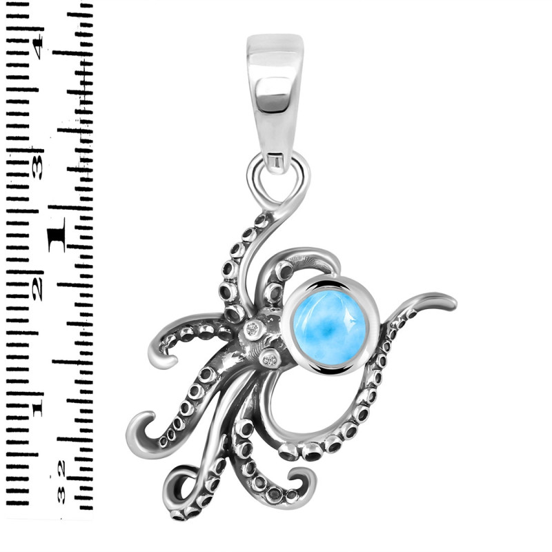 Larimar & White Topaz Octopus Pendant LAR-RUP-15.