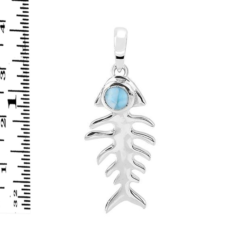 Larimar Fish Bone Pendant