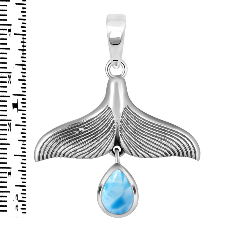 Larimar Whale Tail Pendant LAR-RUP-22.