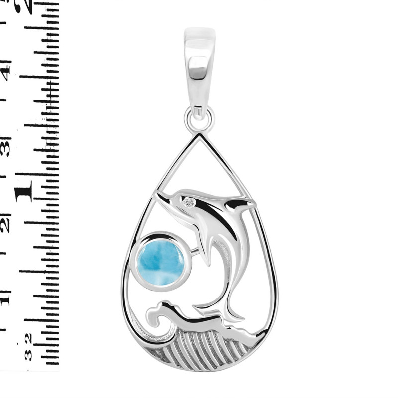 Larimar Dolphin & Waves Pendant LAR-RUP-26.
