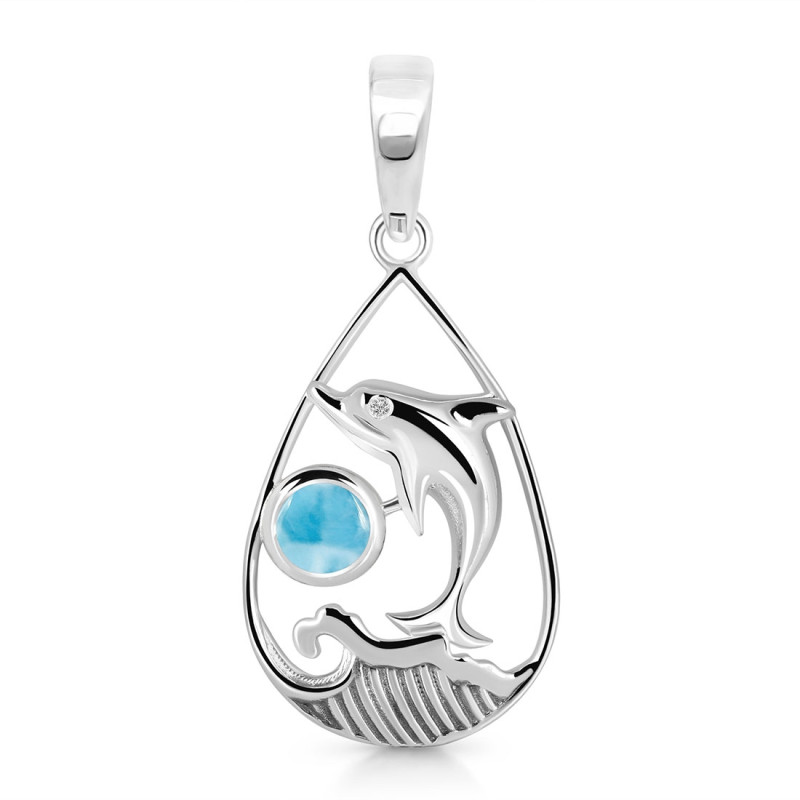 Larimar Dolphin & Waves Pendant LAR-RUP-26.