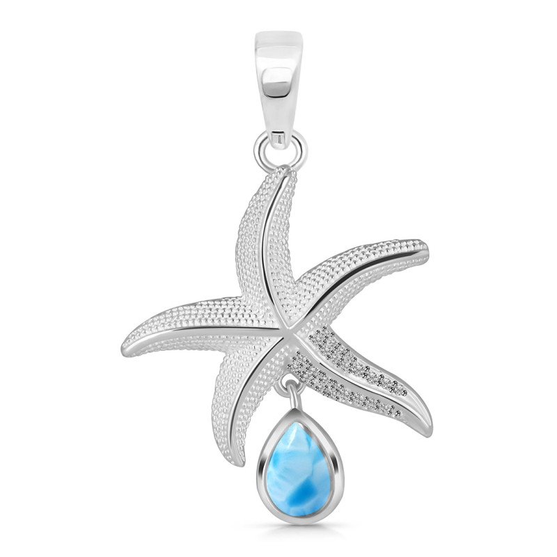 Larimar & White Topaz Star Fish Pendant LAR-RUP-31.