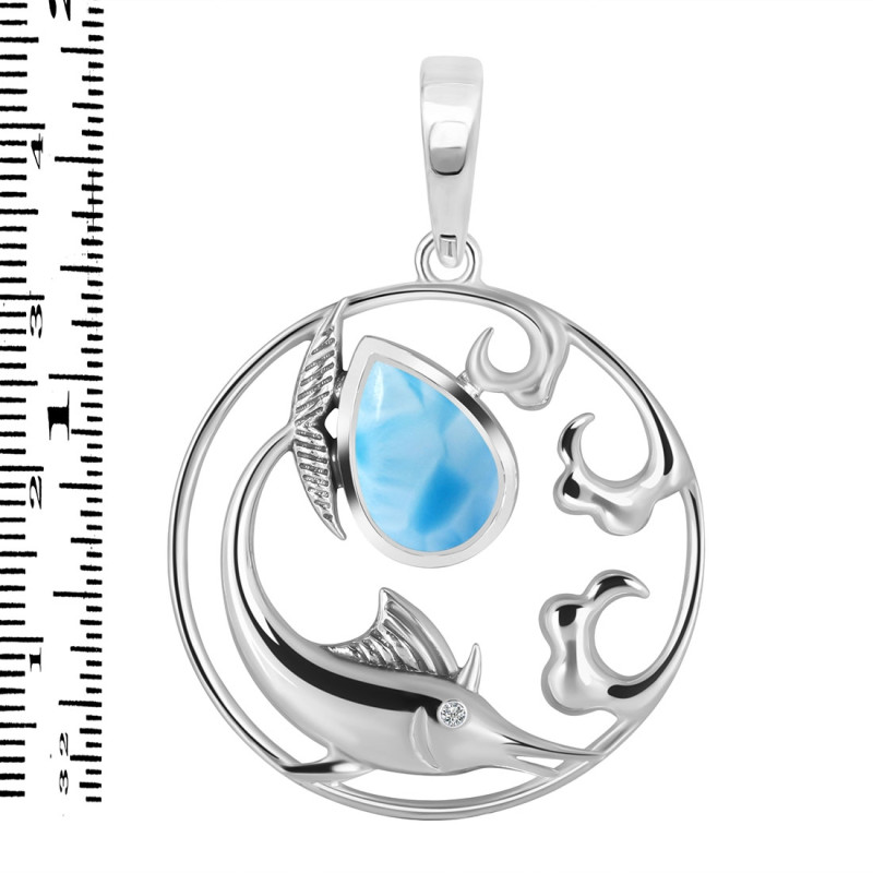 Larimar Waves & Sail Fish Pendant LAR-RUP-32.