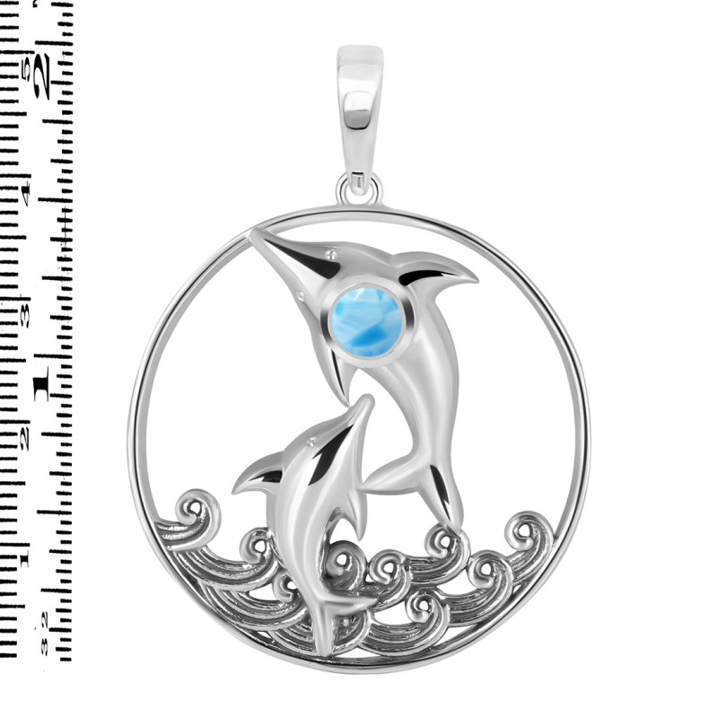 Larimar Dolphin & Waves Pendant LAR-RUP-33.