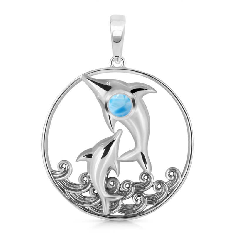 Larimar Dolphin & Waves Pendant LAR-RUP-33.