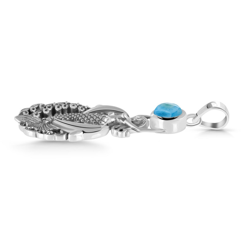 Larimar Mermaid & Dolphin Pendant