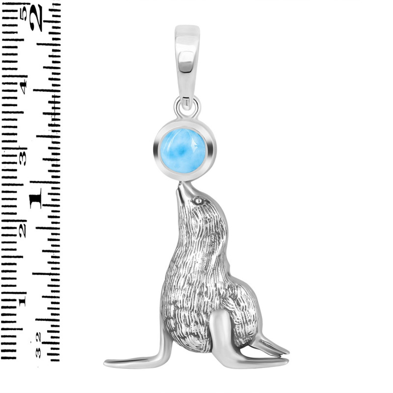 Larimar Seal Pendant LAR-RUP-37.