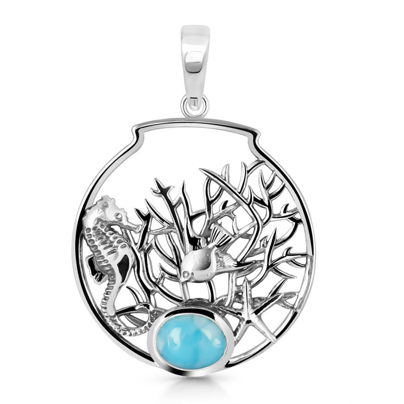 Larimar Sea Horse & Fish Pendant LAR-RUP-41.